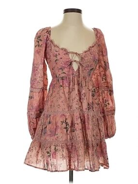 Miss Selfridge Pink Floral Tie-Front Mini Dress XS